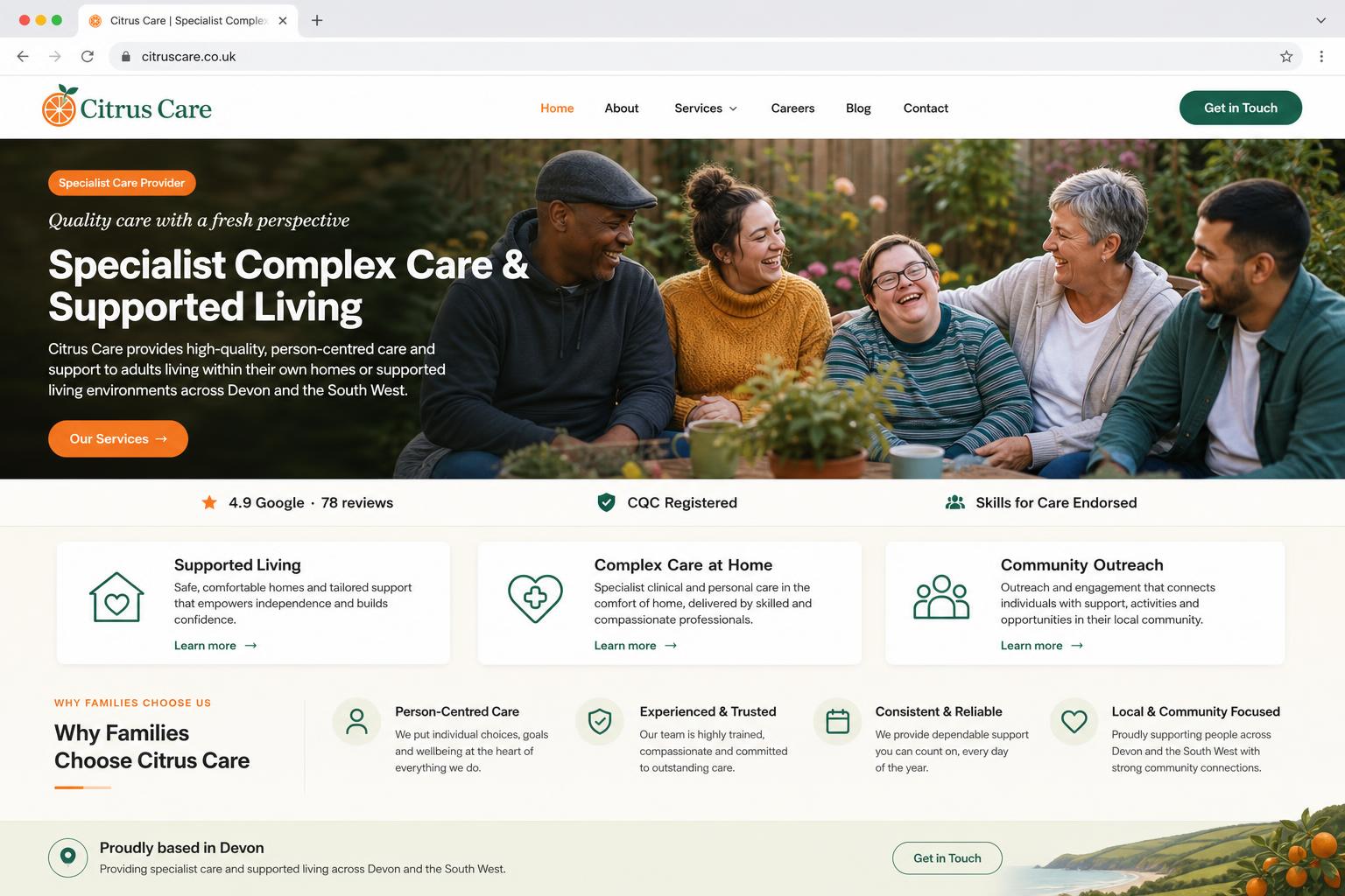 Citrus Care — Warm, person-centred care website