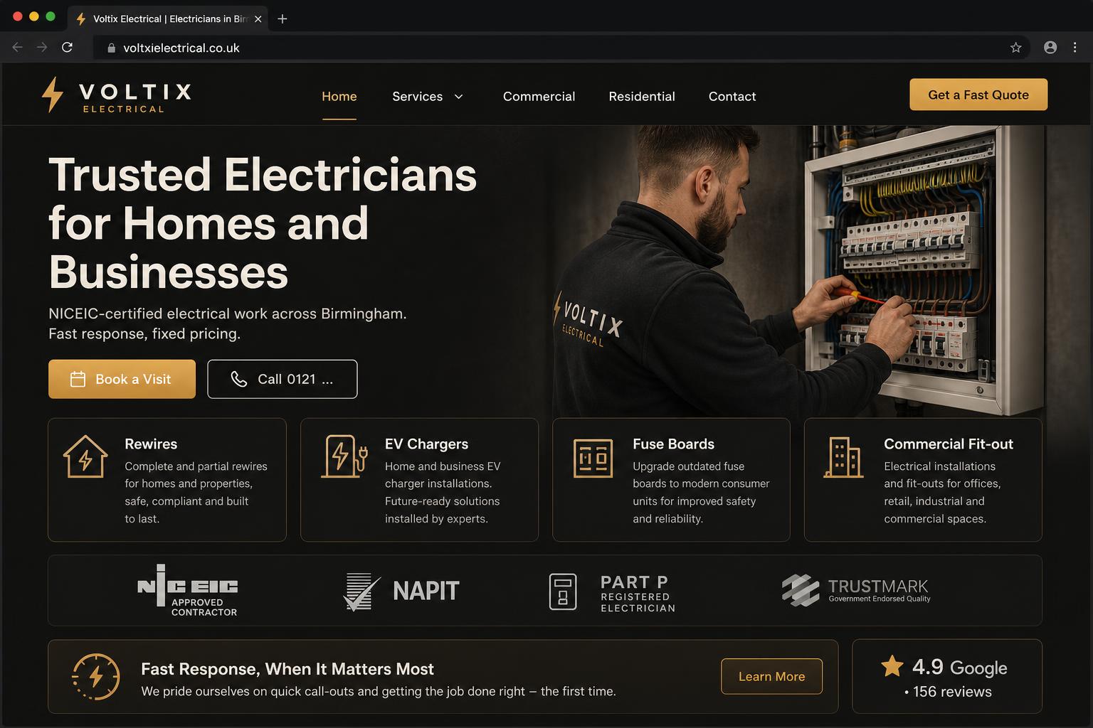 Voltix Electrical — High-end contractor site concept