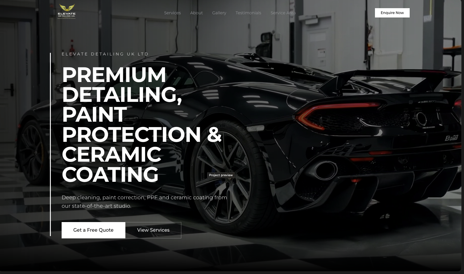 Elevate Detailing UK Ltd — Premium detailing studio website